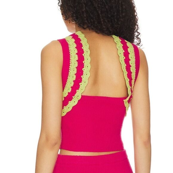 NWT Majorelle Jeneli Crochet Crop Top in Hot Pink & Lime Revolve XS - Picture 5 of 13